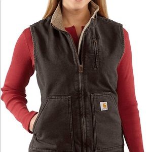 Carhartt Women's Mock Neck Dark Brown Sherpa Lined Vest